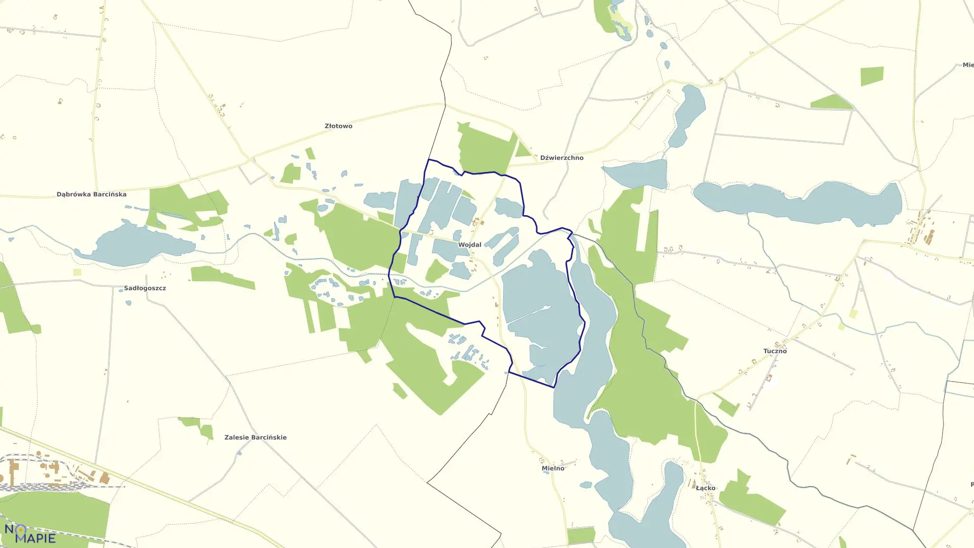 Mapa obrębu Wojdal w gminie Pakość
